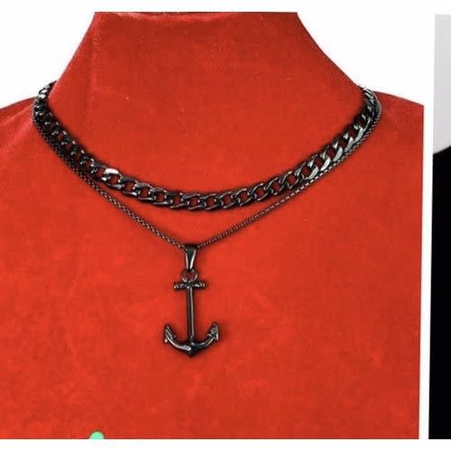 Black anchor clearance necklace