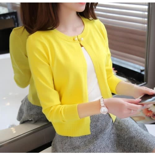 Aww Pearl Embellished Cardigan Yellow Konga Online Shopping