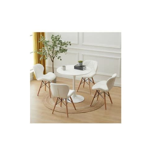 Round Beechwood Dining Table + 4 Leather Chairs Konga Online Shopping