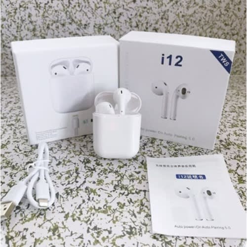 i12 tws white wireless earphones with bluetooth 5.0