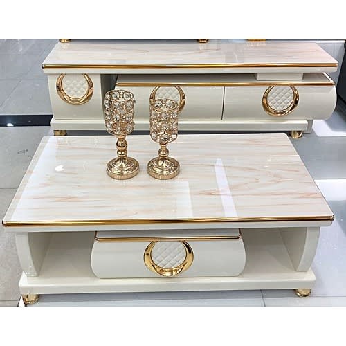 Wooden Modern Center Table And Tv Stand With Drawers Top Tempered Glass Konga Online Shopping