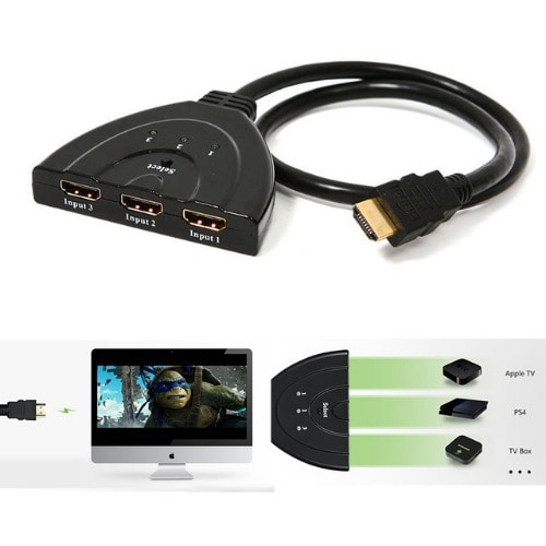HDMI Male To 2 HDMI Female 1 In 3 Out Splitter Cable Adapter Converter.