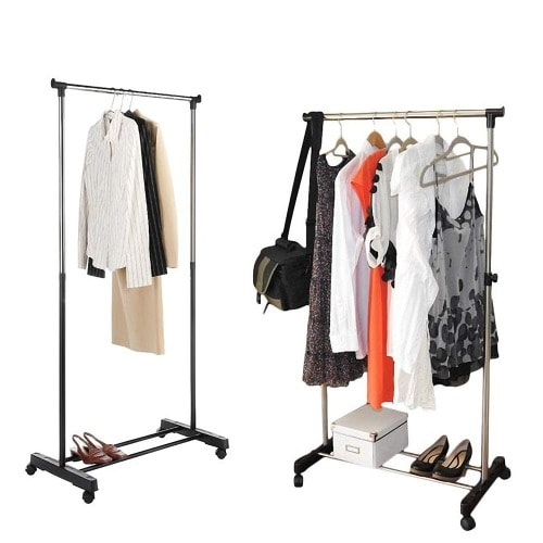 Single Pole Adjustable Height Storage, Single Rail Garment Rack