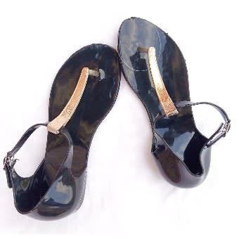 black rubber sandals