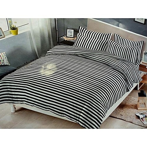 Black And White Striped Bedding Set 1 Duvet Bed Sheet 4 Pillowcases Konga Ping - Black Grey Striped Bedding Black And White Striped Bedding Set 1 Duvet Bed Sheet 4 Pillowcases Konga Ping - Black Grey Striped Bedding
