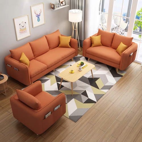 Mak Living Room Set Jorgen 6 Seater Orange Konga Online Shopping