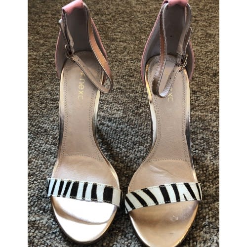 Zebra print heeled sandals clearance