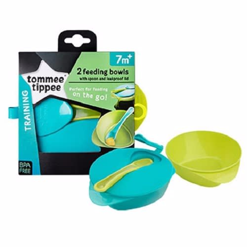 Tommee Tippee Explora Easy Scoop Weaning Bowls with Leakproof Lid /& Spoon 2 Pack