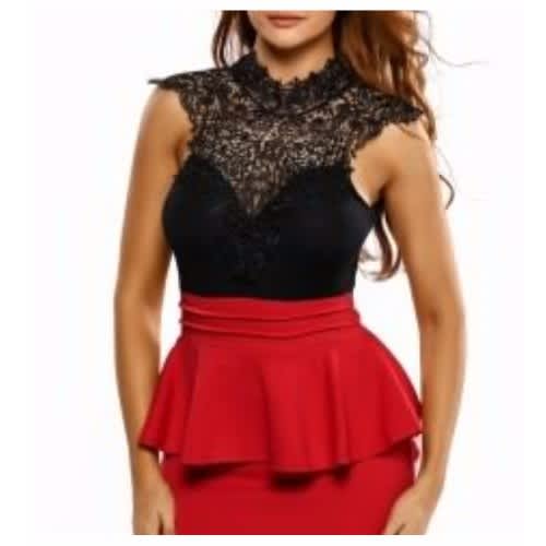 red lace peplum dress