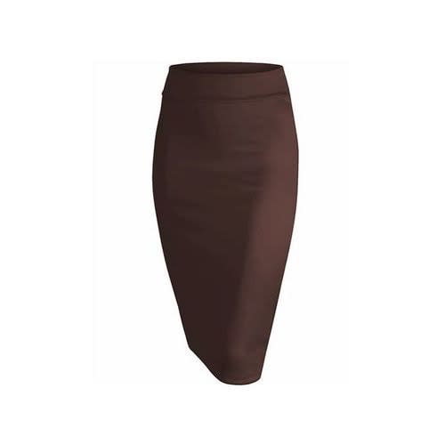 Ladies Corporate Midi Bodicon Pencil Skirt Brown