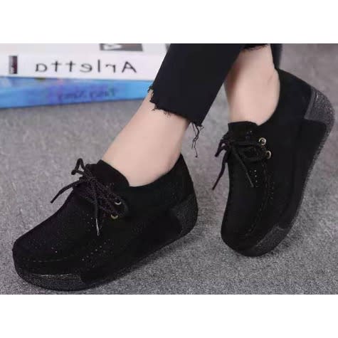 Wedge Lace up Shoe For Women - Black 