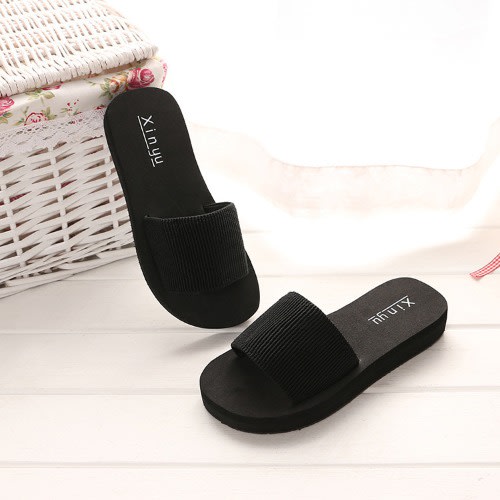 black platform slippers