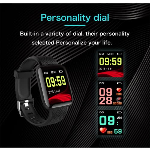 D12 Smart Watch + Fitness Tracker -Black.