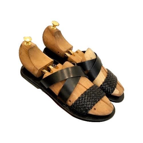 mens woven leather slippers