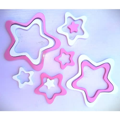 Acrylic Star Wooden Wall Sticker 10 Pieces White And Pink Konga Online Shopping