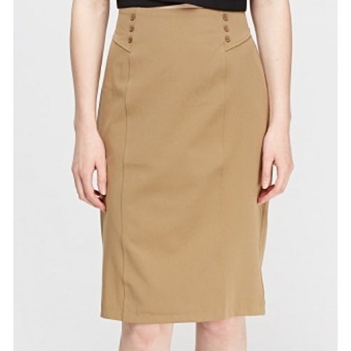 high waisted khaki pencil skirt