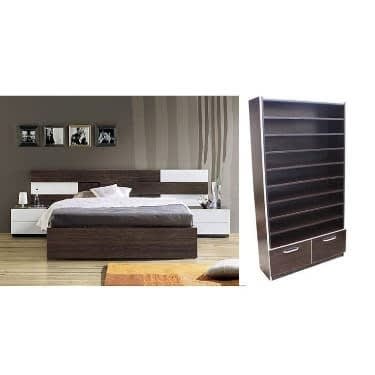 Afrique 6ft X6ft Bed Frame With Sally Shoe Rack Brown Konga