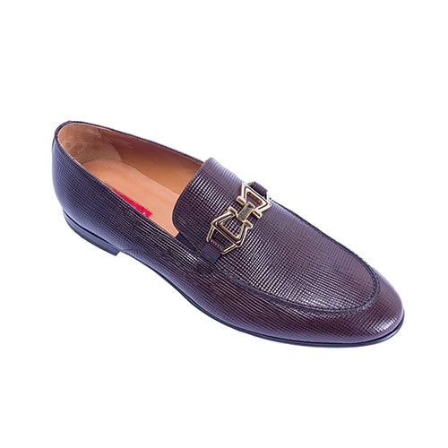 Rossi Brown Stamped Leather Half Shoe