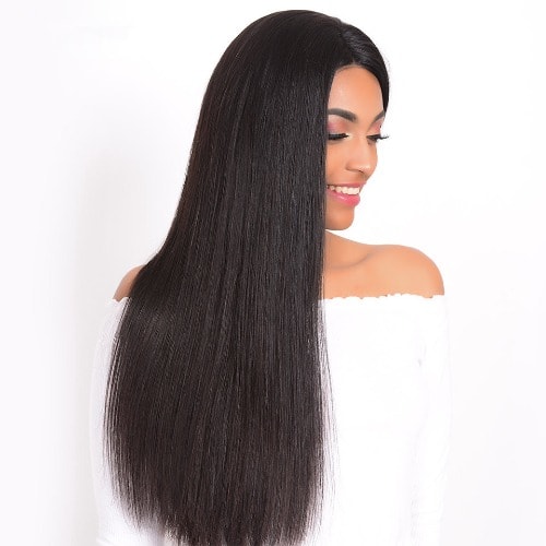 Lace Front Human Hair Wig - 24