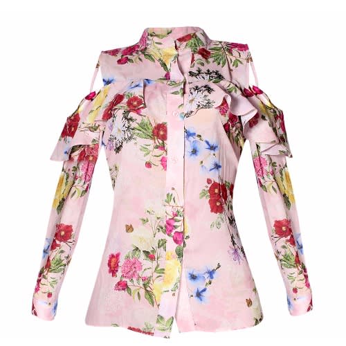Chiffon long shop sleeve shirt