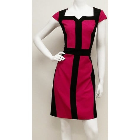 Voir Voir Fuchsia & Black Cap-Sleeve Sheath Dress | Konga Online Shopping