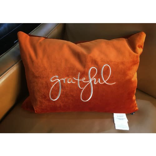 Orange velvet store lumbar pillow