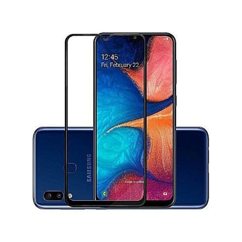 samsung galaxy a20 tempered glass protector with silicon back case cover black