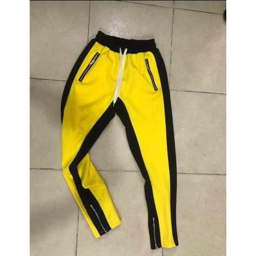 yellow and black joggers