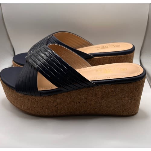 Clowse Women s Wedge Platform Slippers Navy Blue Konga Online
