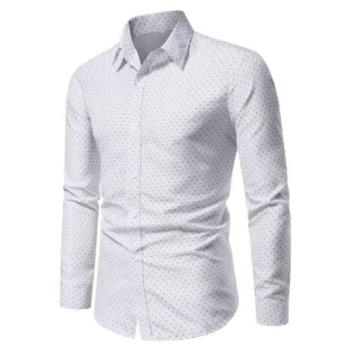 Men's Dotted Long Sleeve Shirt - White | Konga Online Shopping