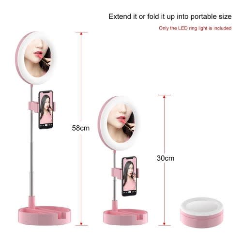 Foldable Led Ringlight And Makeup Mirror Phone Holder Konga Online