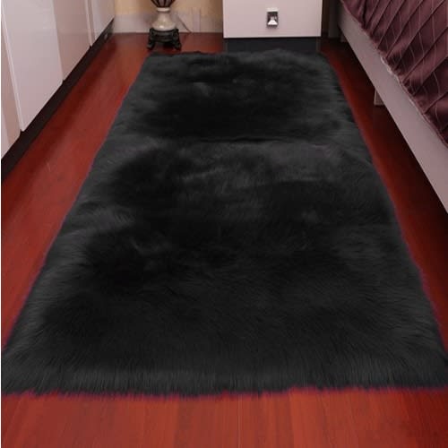 Fur Plain Centre Rug Black Konga Online Shopping