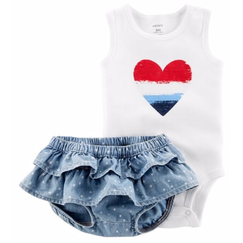 Carter s Baby Girl 2 Piece Sleeveless Bodysuit Tank Ruffle Skirt