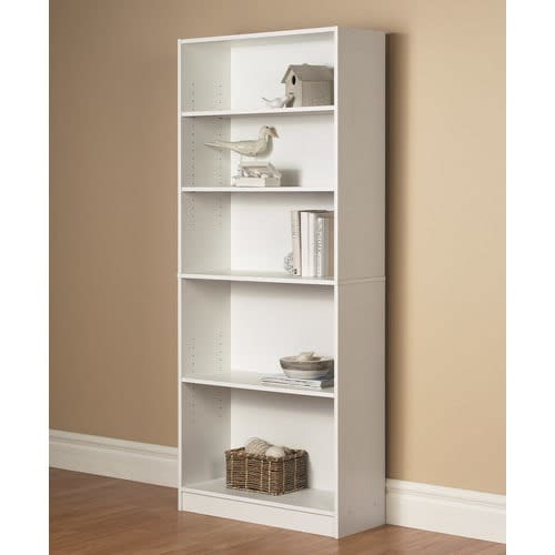 Nikkysavy Nikky Mainstays Wide 5 Shelf, 5 Shelf Bookcase White