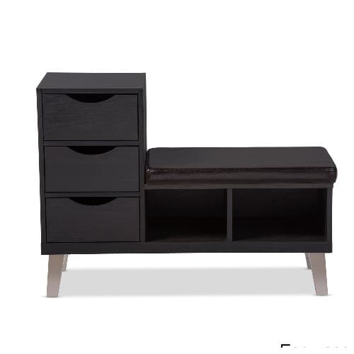 Handys Arielle Modern 3 Drawer Shoe Storage Padded Seating Bench