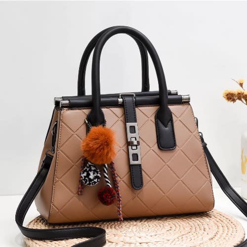 Diamond Shapes Leather Handbag - Nude Brown | Konga Online Shopping