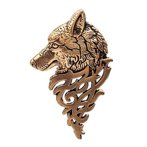 Antique Punk Wolf Head Coyote Brooch Pin Gold Konga Online