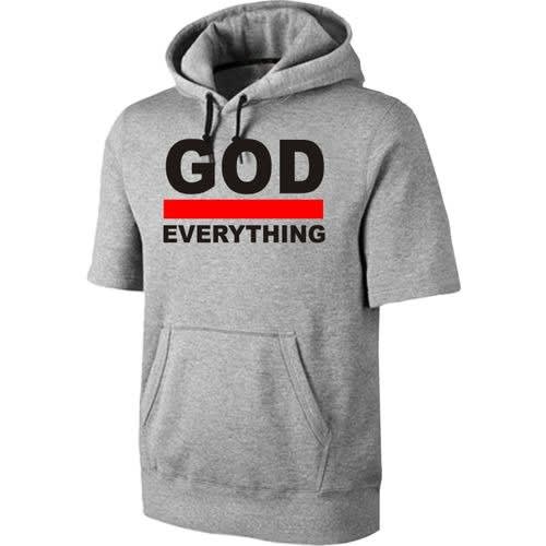 God Over Everything Short Sleeve Hoodie Grey Konga Online Shopping