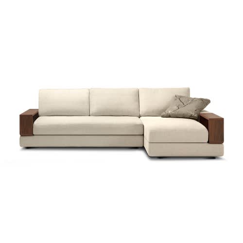 O2 Exquisite 2 Seater Fabric Sofa With Chaise Lounge Beige Colour