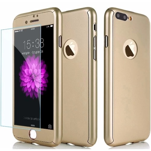 360 full body coverage protective case for iphone 7plus gold