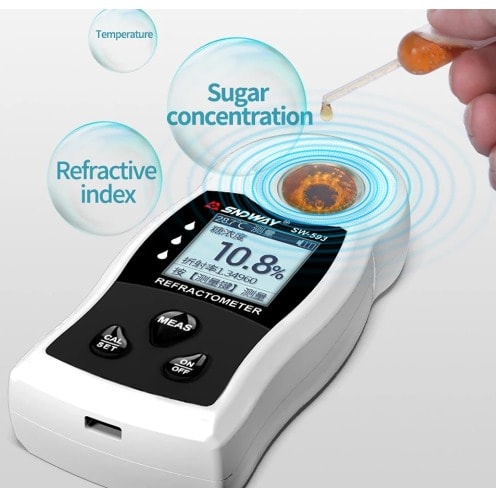 SW-593 Digital Refractometer 0 To 55% Brix For Food, Drink, Fruit Sugar Containing Tester Meter