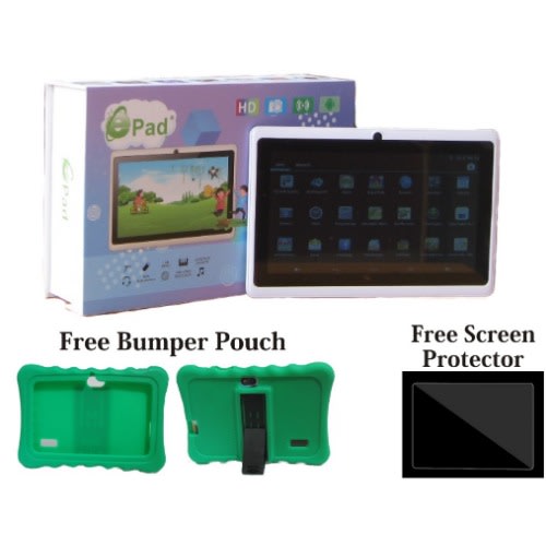 a707 kid s 7 android tablet 16gb screen protector green bumper pouch