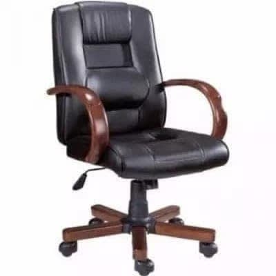 Ceo Leather And Wooden Office Chair, Leather And Wood Desk Chair