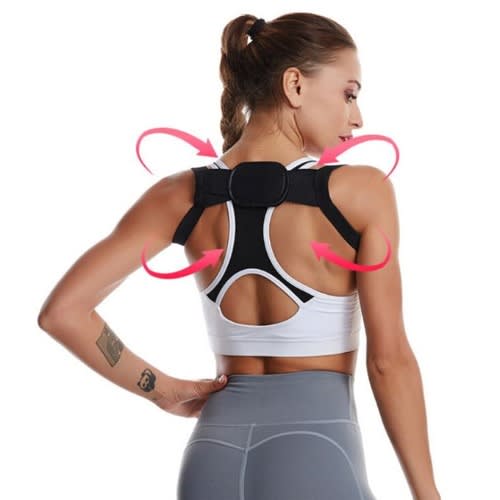 Adjustable Posture Corrector Back Brace Support Belt - Black