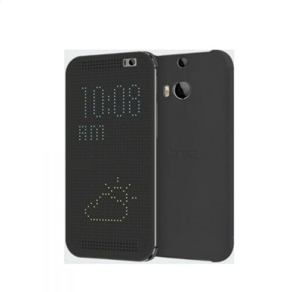 htc one m9 plus dot view smart flip cover black tempered glass screen protector