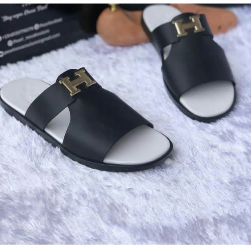 Male best sale leather slippers