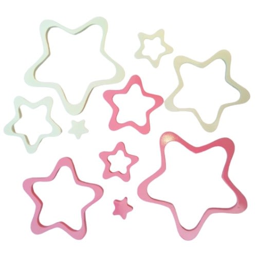 Acrylic Star Wooden Wall Sticker 10 Pieces White And Pink Konga Online Shopping