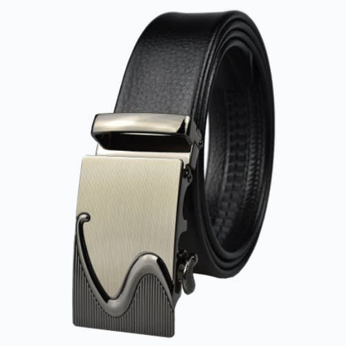 Men Automatic Leather Belt-Black & Silver | Konga Online Shopping