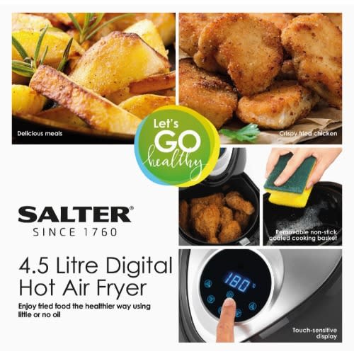 Salter 4.5L XL Digital Hot Air Fryer With Removeable Nonstick Frying