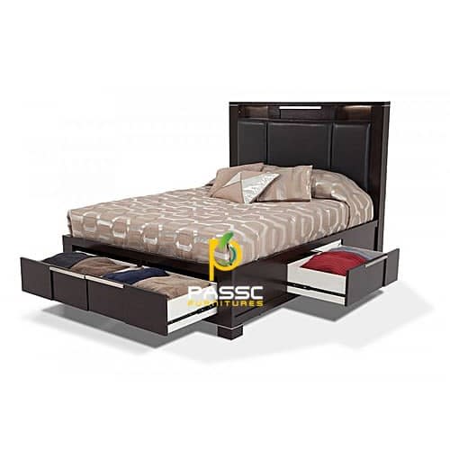 Storage Padded Headboard Bed Frame, Padded Queen Bed Frame With Storage